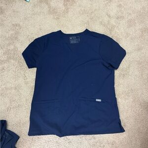 Figs Navy Blue Scrub Top